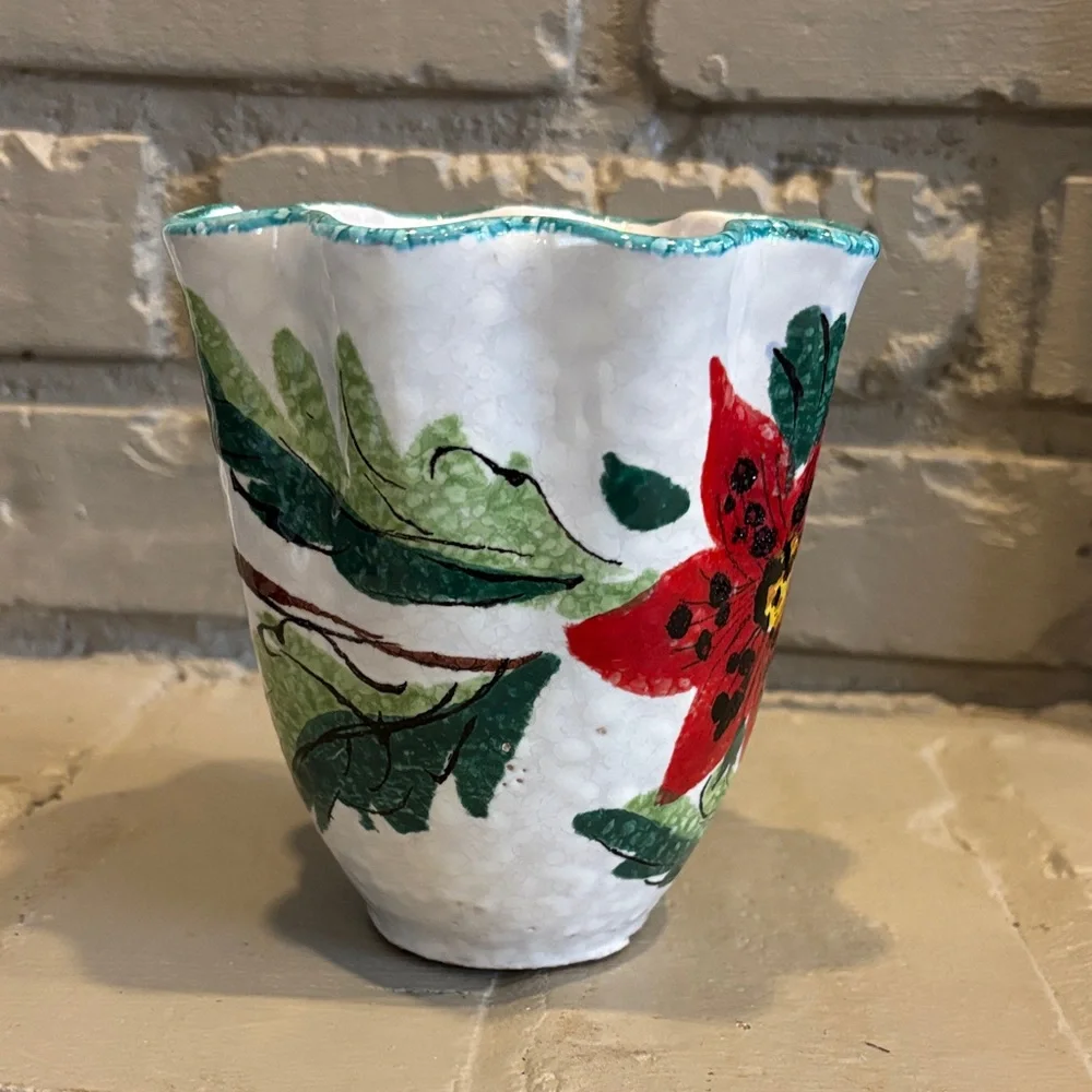 VTG Italian Handcrafted Pottery Floral Vase‎